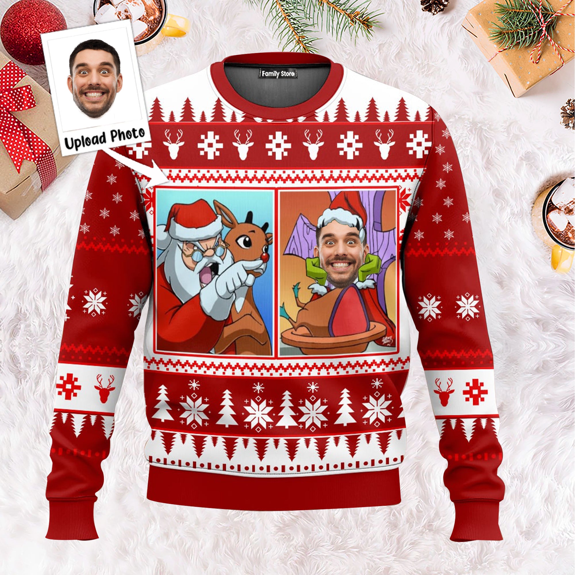 Grinch Funny Meme Santa Yelling At Me - Gift For Family Members, Friends - Personalized Ugly Sweater - NA94