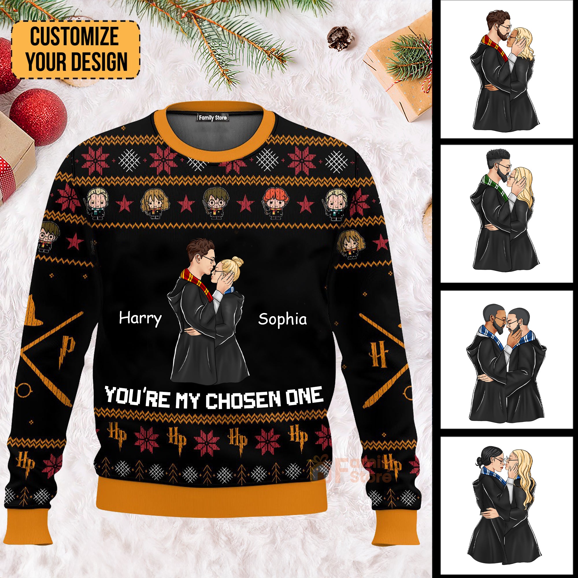 You're My Chosen One Harry Potter - Personalized Ugly Sweater - Gift For Couple, Husband Wife, Anniversary CL20 NH96