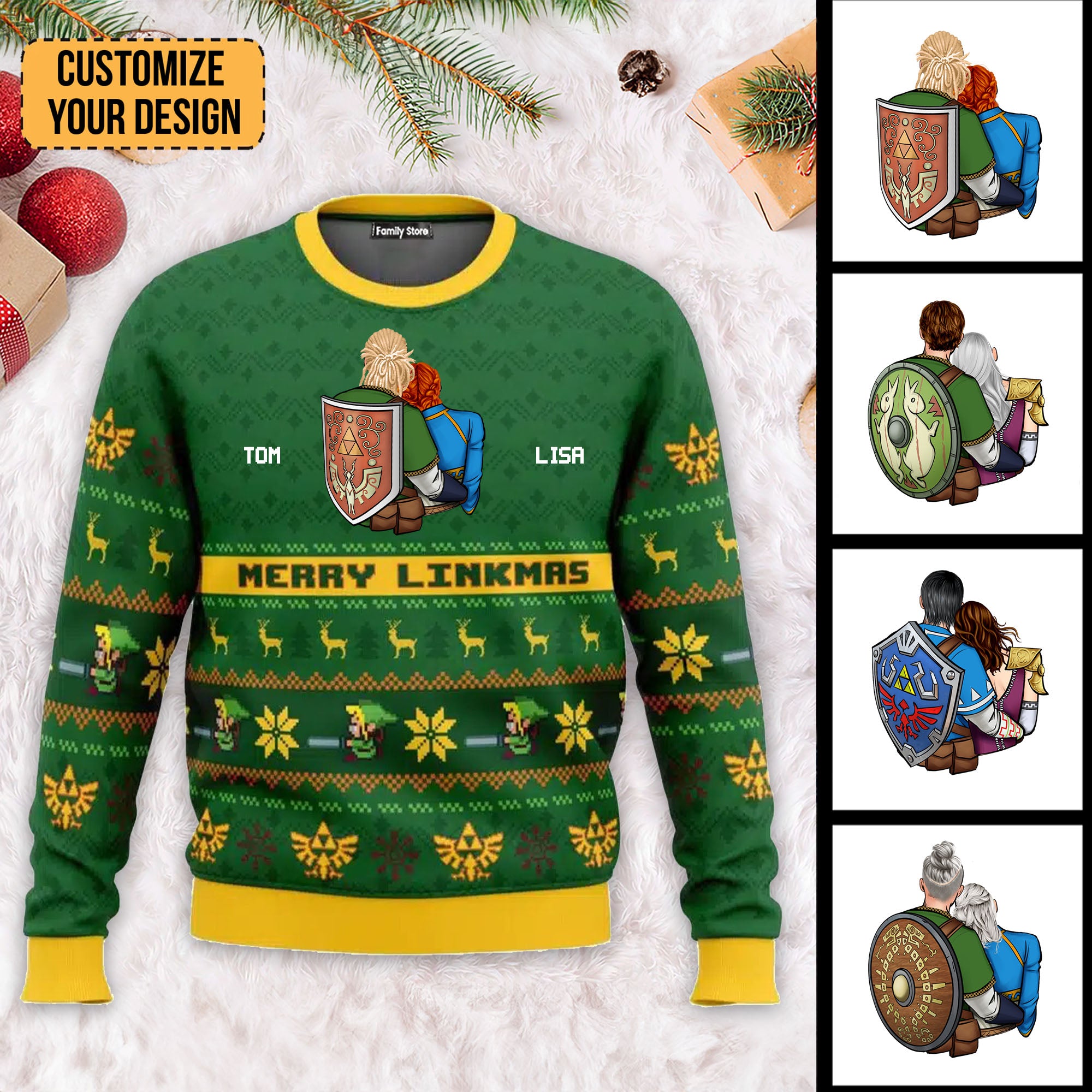 Merry Christmas Linkmas Zelda - Personalized Ugly Sweatshirt - Gift For Couple, Husband Wife, Anniversary CL32