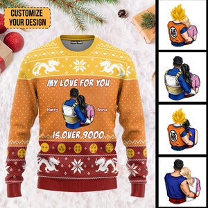 My Love For You Is Over 9000 Dragon Ball - Gift For Couples - Personalized Ugly Sweater - CL18 NH96