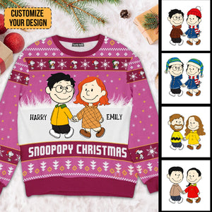 Peanuts Snoopopy Christmas - Personalized Ugly Sweatshirt - Gift For Couple, Husband Wife, Anniversary CL43 NH96