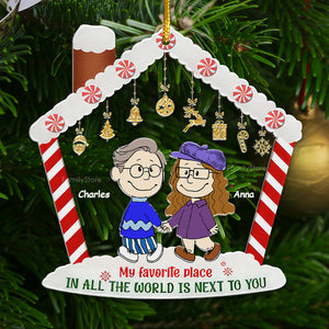 My Favorite Place In All The World Is Next To You Peanuts - Personalized Acrylic Ornament - Gift For Couple, Husband Wife, Anniversary, Engagement, Wedding, Marriage Gift CL43 NH96