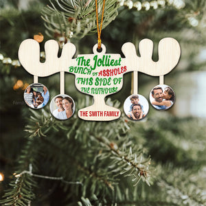 The Jolliest Bunch Of Assholes - Funny Gift For Family - Personalized Wood Ornament - NA94