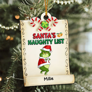 Santa's Naughty List Grinch Cats- Gift For Cat Lover, Pet Lovers - Personalized Wood Ornament - CL16 NH96