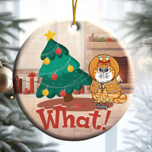 Knocked Down The Christmas Tree - Gift For Cat Lover, Pet Lovers - Personalized Ceramic Ornament - CLP03 NH96