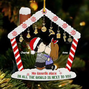 My Favorite Place In All The World Is Next To You Peanuts - Personalized Acrylic Ornament - Gift For Couple, Husband Wife, Anniversary, Engagement, Wedding, Marriage Gift CL45 NH96