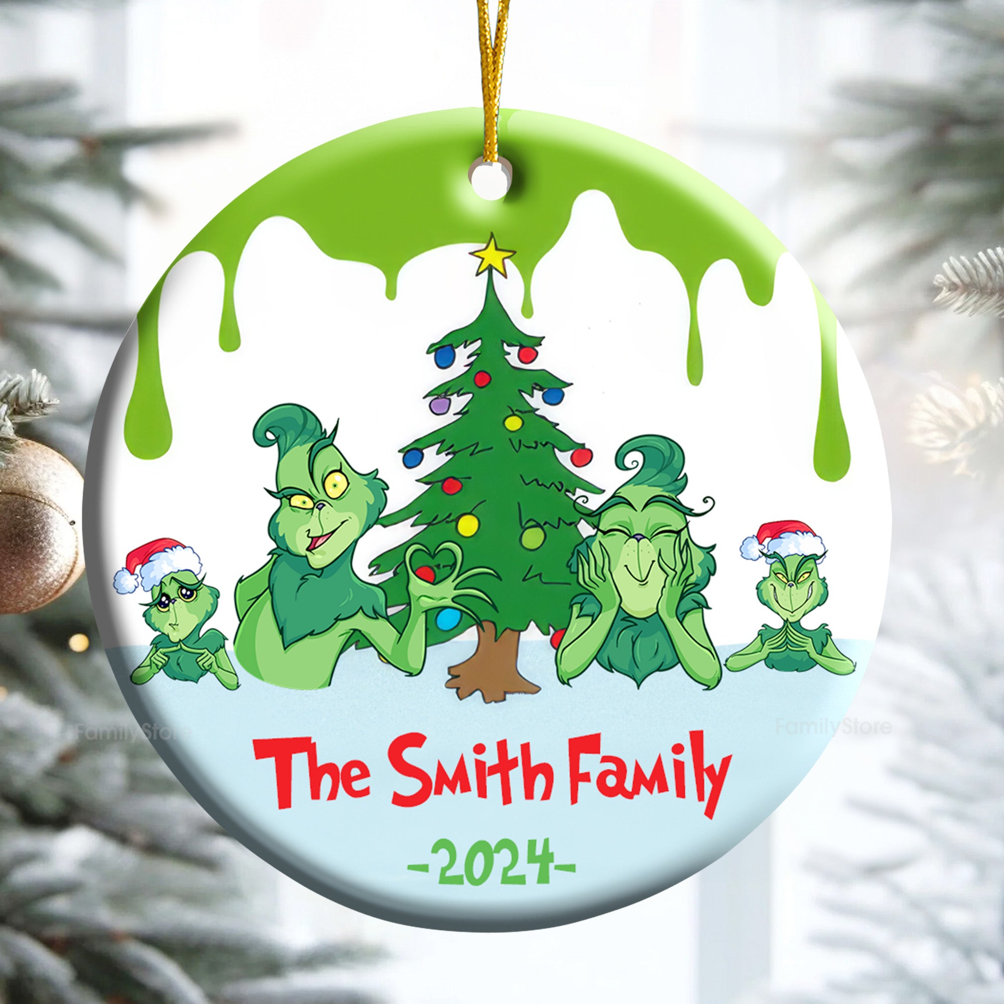 Merry Grinchmas The Green Monster Stolen The Christmas - Gift For Family - Personalized Ceramic Ornament - CL27 NA94