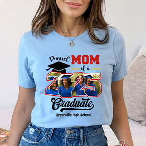 Custom Photo Proud Family Of A Class Of 2025 Graduate Senior - Personalized Custom Graduation T Shirt - Loving Gift for Grandma, Grandpa, Mom, Dad, Brother, Sister, Aunt, Uncle - PT