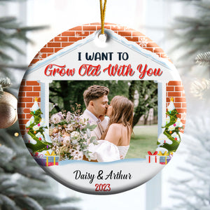 Custom Photo I Want To Grow Old With You - Gift for Couples - Personalized Ceramic Ornament - CRAWL NH96