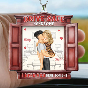 Take Care On The Road, Handsome - Personalized Car Hanging Ornament - Gift For Couple, Husband Wife, Anniversary, Engagement, Wedding, Marriage Gift - GR7 NA94