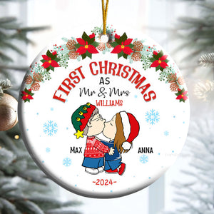 Peanuts First Chrisimas As Mr & Mrs - Gift For Couples - Personalized Ceramic Ornament - CL45 NH96