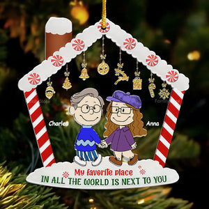 My Favorite Place In All The World Is Next To You Peanuts - Personalized Acrylic Ornament - Gift For Couple, Husband Wife, Anniversary, Engagement, Wedding, Marriage Gift CL43 NH96