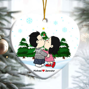 Peanuts Christmas Couple  - Personalized Ceramic Ornament - Gift For Couple, Husband Wife, Anniversary, Engagement, Wedding, Marriage Gift - CL45 NH96