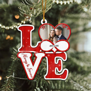 Custom Photo Love Forever - Gift for Couples - Personalized Wood Ornament NH96