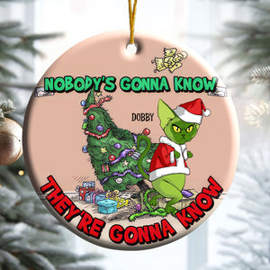 Nobody's Gonna Know They're Gonna Know Grinch Cats- Gift For Cat Lover, Pet Lovers - Personalized Ceramic Ornament - CL16 NH96