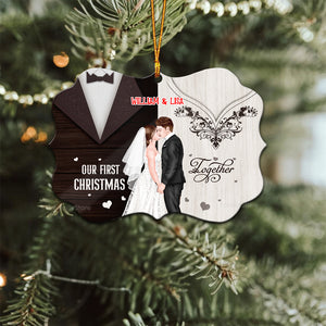 Our First Christmas - Gift for Couples, Wedding - Personalized Wood Ornament - CL30 NH96