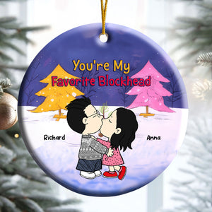 You're My Favorite Blockhead Peanuts - Personalized Ceramic Ornament - Gift For Couple, Husband Wife, Anniversary, Engagement, Wedding, Marriage Gift CL45 NH96