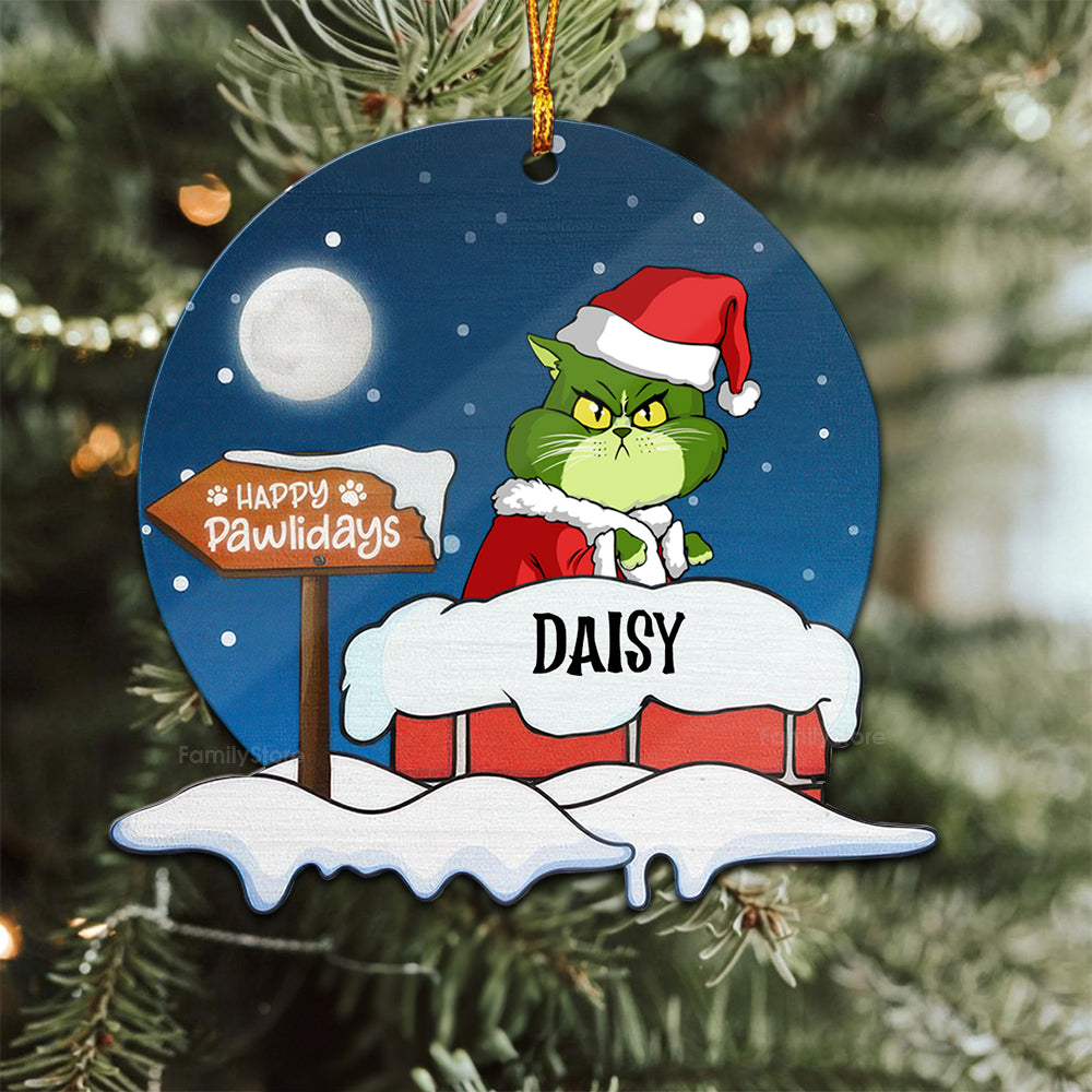 Grinch Meowy Christmas - Gift For Cat Lover, Pet Lovers - Personalized Wood Ornament - CL16 NH96