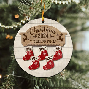 There Are Some Gifts In The Socks - Gift For Family - Personalized Wood Ornament - NA94