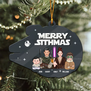 Merry Christmas Star War Family - Personalized Wood Ornament - Gift For Family Members - CL46 NA94