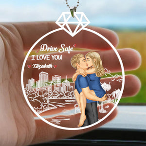 Drive Safe, Love You Forever - Personalized Car Hanging Ornament - Gift For Couple, Husband Wife, Anniversary - GR7 NA94