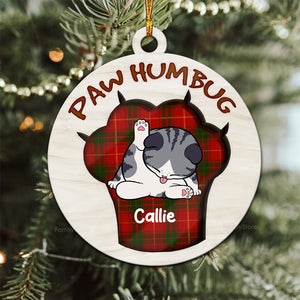 Christmas Paw Humbug - Personalized Wood Ornament - Gift For Cat Lover, Cat Mom, Cat Dad - CLP10 NA94