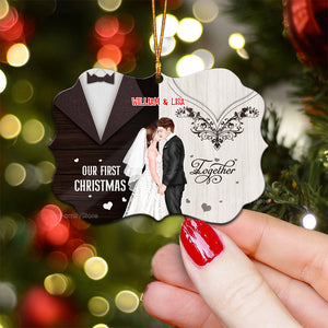 Our First Christmas - Gift for Couples, Wedding - Personalized Wood Ornament - CL30 NH96