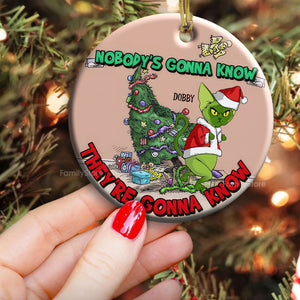 Nobody's Gonna Know They're Gonna Know Grinch Cats- Gift For Cat Lover, Pet Lovers - Personalized Ceramic Ornament - CL16 NH96