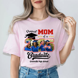 Custom Photo Proud Family Of A Class Of 2025 Graduate Senior - Personalized Custom Graduation T Shirt - Loving Gift for Grandma, Grandpa, Mom, Dad, Brother, Sister, Aunt, Uncle - PT