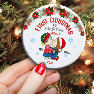 Peanuts First Chrisimas As Mr & Mrs - Gift For Couples - Personalized Ceramic Ornament - CL45 NH96