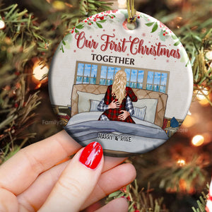 Our First Christmas Together - Gift for Couples - Personalized Ceramic Ornament - CL28 NH96