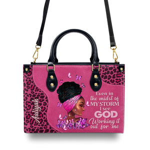 I See God Working It For Me - Personalized Leather Handbag - Gift For Best Friends, Family Members, Coworkers, Yourself