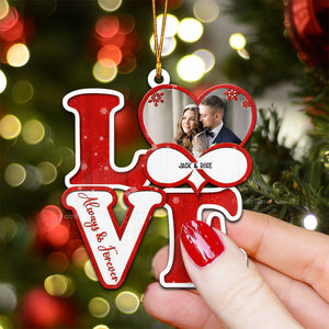 Custom Photo Love Forever - Gift for Couples - Personalized Wood Ornament NH96