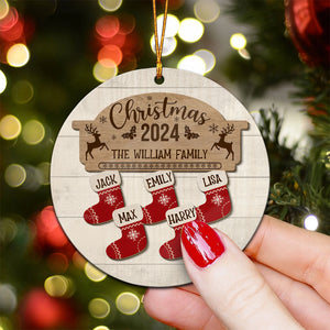 There Are Some Gifts In The Socks - Gift For Family - Personalized Wood Ornament - NA94