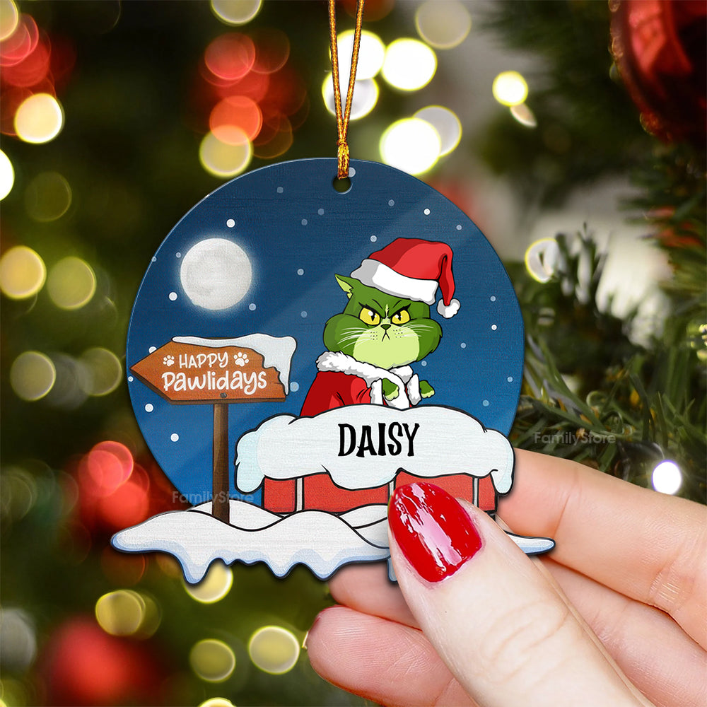 Grinch Meowy Christmas - Gift For Cat Lover, Pet Lovers - Personalized Wood Ornament - CL16 NH96