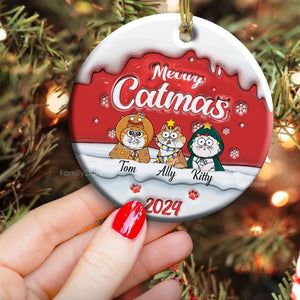 Happy Pawlidays Meowy Catmas - Gift For Cat Lover, Pet Lovers - Personalized Ceramic Ornament - CLP03 NH96