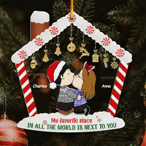 My Favorite Place In All The World Is Next To You Peanuts - Personalized Acrylic Ornament - Gift For Couple, Husband Wife, Anniversary, Engagement, Wedding, Marriage Gift CL45 NH96