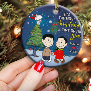 Peanuts Under The Mistletoe - Gift For Couples - Personalized Ceramic Ornament - CL43 NH96