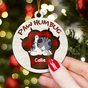 Christmas Paw Humbug - Personalized Wood Ornament - Gift For Cat Lover, Cat Mom, Cat Dad - CLP10 NA94