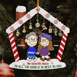 My Favorite Place In All The World Is Next To You Peanuts - Personalized Acrylic Ornament - Gift For Couple, Husband Wife, Anniversary, Engagement, Wedding, Marriage Gift CL43 NH96