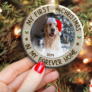 Custom Photo My First Christmas In Forever Home - Gift For Pet Lovers - Personalized Ceramic Ornament - NH96