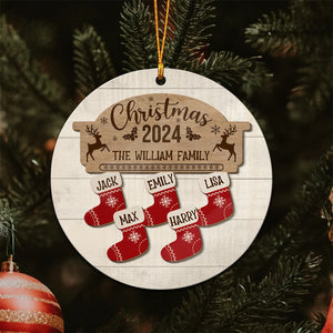 There Are Some Gifts In The Socks - Gift For Family - Personalized Wood Ornament - NA94