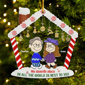 My Favorite Place In All The World Is Next To You Peanuts - Personalized Acrylic Ornament - Gift For Couple, Husband Wife, Anniversary, Engagement, Wedding, Marriage Gift CL43 NH96