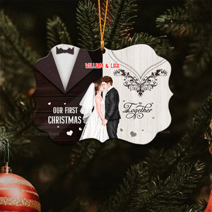 Our First Christmas - Gift for Couples, Wedding - Personalized Wood Ornament - CL30 NH96