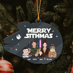 Merry Christmas Star War Family - Personalized Wood Ornament - Gift For Family Members - CL46 NA94