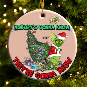 Nobody's Gonna Know They're Gonna Know Grinch Cats- Gift For Cat Lover, Pet Lovers - Personalized Ceramic Ornament - CL16 NH96