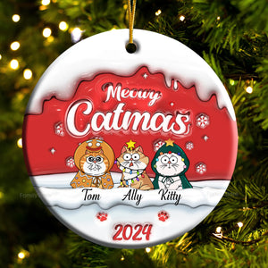 Happy Pawlidays Meowy Catmas - Gift For Cat Lover, Pet Lovers - Personalized Ceramic Ornament - CLP03 NH96