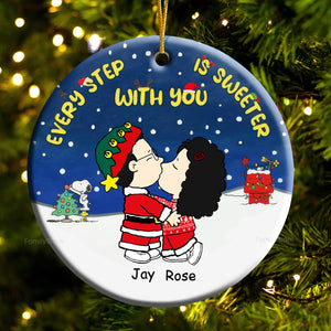 Peanuts Every Step Is Sweeter With You - Personalized Ceramic Ornament - Gift For Couple, Husband Wife, Anniversary, Engagement, Wedding, Marriage Gift - CL45 NH96