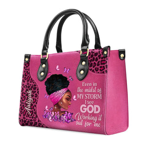 I See God Working It For Me - Personalized Leather Handbag - Gift For Best Friends, Family Members, Coworkers, Yourself