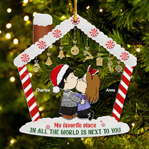 My Favorite Place In All The World Is Next To You Peanuts - Personalized Acrylic Ornament - Gift For Couple, Husband Wife, Anniversary, Engagement, Wedding, Marriage Gift CL45 NH96